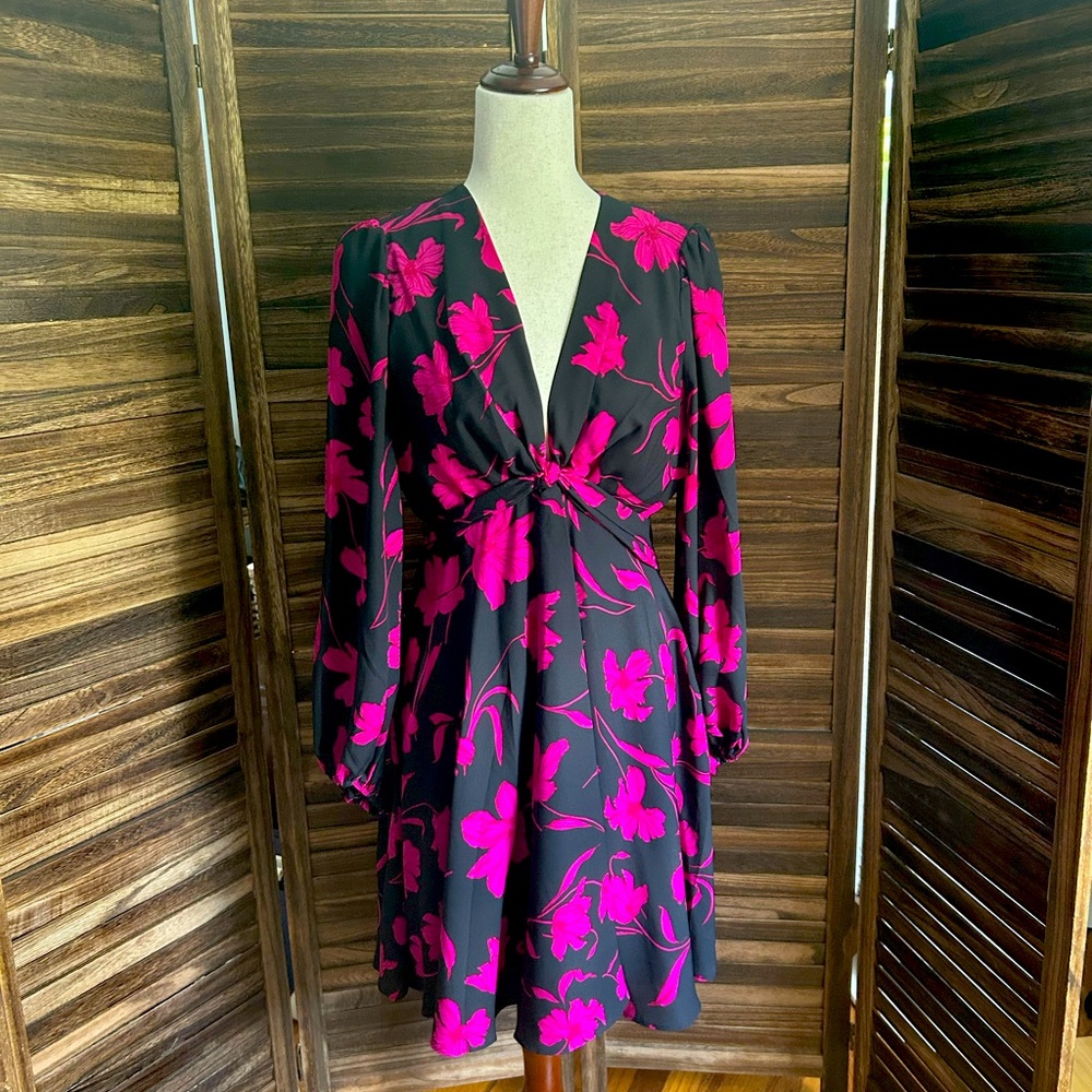 Banana Republic Pink Wrap Sundress with Bishop Sleeves